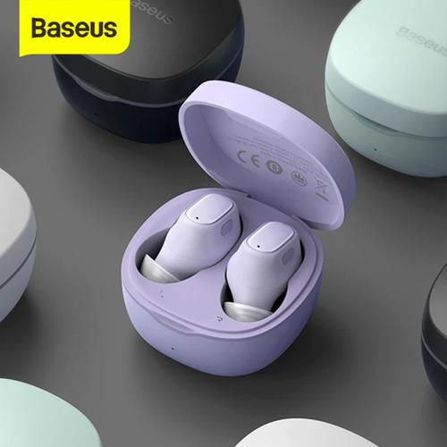 Foto Produk BASEUS TRUE WIRELESS BLUETOOTH EARPHONE MINI EARBUDS TWS WM01 - Ungu dari Baseus Official Store