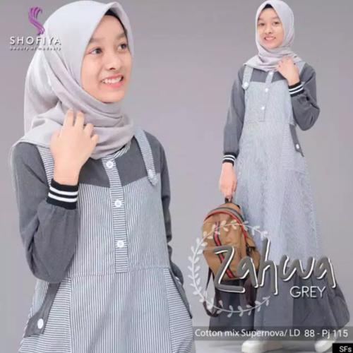 Foto Produk Zahwa Dress kids / gamis anak 13 - 14 th 15 - 16 th - Abu-abu, L dari family'fashion