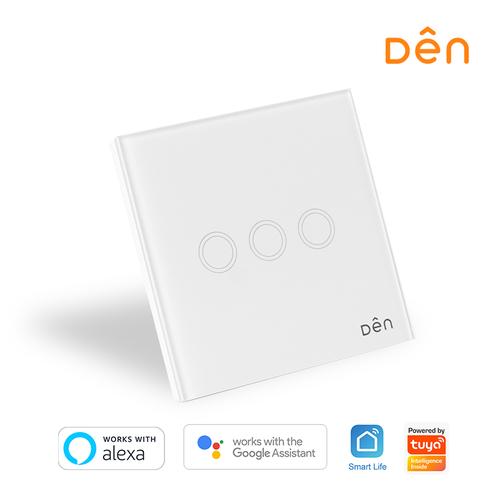 Gambar DEN Smart Home WiFi Touch Wall Switch 3-gang (No Neutral) - Hitam dari Den Smart Home Jakarta Utara Tokopedia