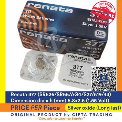 Foto Produk Button Cell - Renata - 377 (SR626SW) dari Cipta Trading