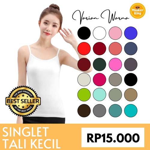 Foto Produk Tanktop Kaos Daleman Wanita Tali Kecil / Warna Gelap / Singlet Grosir - Putih dari MASKERKING