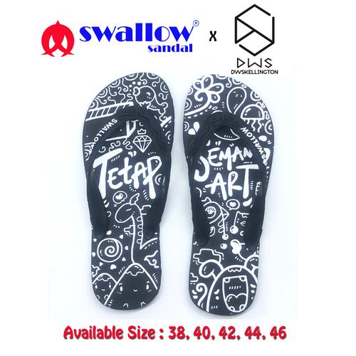 Foto Produk SANDAL SWALLOW X DWSKELLINGTON DOODLE BLACK - HITAM - 38 dari Swallow Official Store