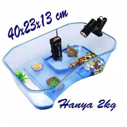 Foto Produk Komplit Set wadah aquarium kura kura / Turtle set - Hitam, 40x23x13 dari jonathanjojo