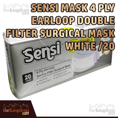 Foto Produk Sensi Mask 4ply Double Filter Surgical Mask White Earloop /20 4 Lapis - Packing Plastik dari The Kingdom Shop