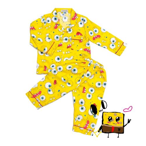 Foto Produk Lemonade Piyama Anak Tangan Panjang Spongebob Usia 1-8 thn - Kuning, 2-3 tahun dari Lemonade Kid