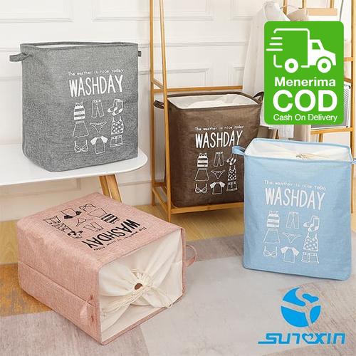 Foto Produk Keranjang Baju Cucian Pakaian Kotor Laundry Basket - Biru Muda dari SUNXIN