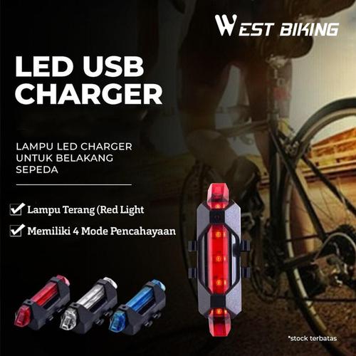 Foto Produk Lampu Belakang Sepeda LED Charger USB West Biking Lampu LED Charger - Merah dari West Biking Indonesia