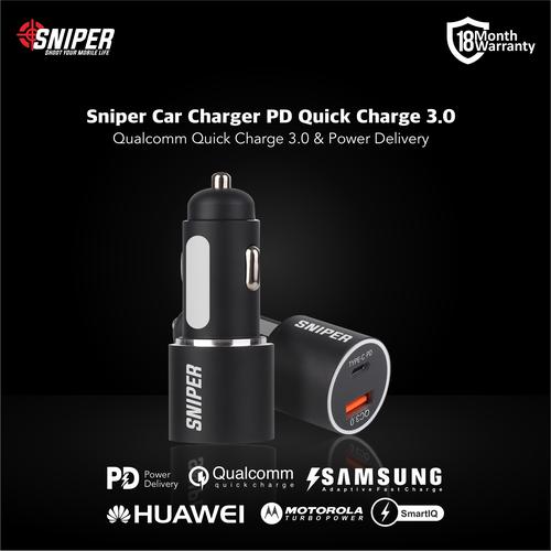 Foto Produk Sniper Car Charger 2 Port PD & Qualcomm QC 3.0 Fast Charge dari Sniper Indonesia