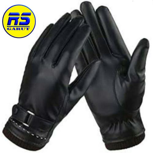 Foto Produk sarung tangan kulit asli sarung tangan motor (RS301) - Hitam, M dari Real skin garut(jakarta)
