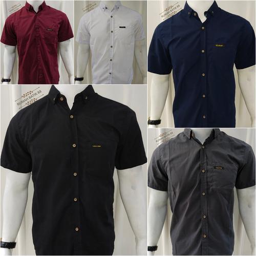 Foto Produk Kemeja Pria Lengan Pendek Polos Kantor Kerja Formal Slimfit Slim Fit - No Tiga ABU, M dari RUMAH BATIK 88