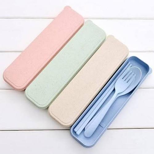 Foto Produk Sendok Garpu Sumpit Set Travel / Sendok Jerami Gandum dari Auristella Store