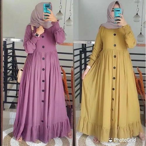 Foto Produk Baju Gamis Syari Wanita Terbaru Alesha Plain Maxy Termurah - Abu-abu dari hijabafwa