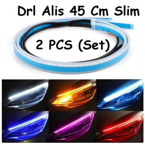 Foto Produk Lampu LED Alis Drl Flexibel Slim 45 Cm Waterproof with Running Sein - Biru dari Rawawa Djojo Makmur