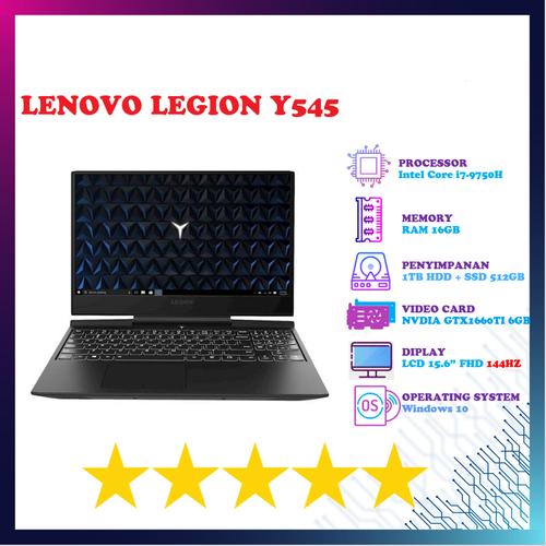 Foto Produk Lenovo Legion Y545 - i7 9750H 16GB 512SSD 1TB GTX1660Ti 6GB 144Hz - Hitam dari Top Tech