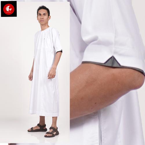 Foto Produk JUBAH ARABI - Pakaian Gamis Muslim Pria Lengan Pendek Warna Al-Isra - Putih, S dari Okechuku