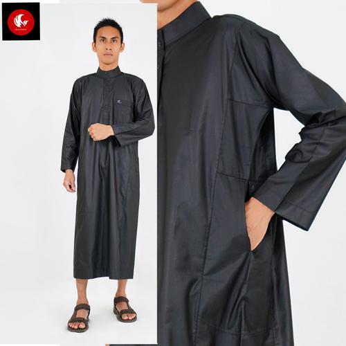 Foto Produk Al-isra Jubah SALMAN Pakaian Gamis Pria Muslim Motif Polos - Hitam, M dari Okechuku