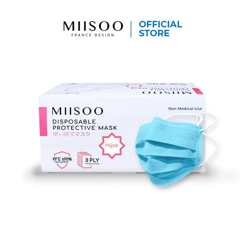 Foto Produk MIISOO Disposable Hijab Headloop 50pcs Masker Kesehatan wajah 3ply - Hijab 50pcs dari Miisoo Official Shop