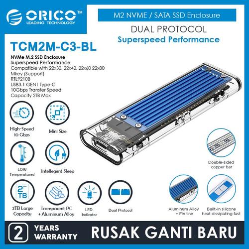 Foto Produk ORICO M.2 NVME M.2 SATA SSD Enclosure Dual Protocol - TCM2M-C3 dari ORICO INDONESIA