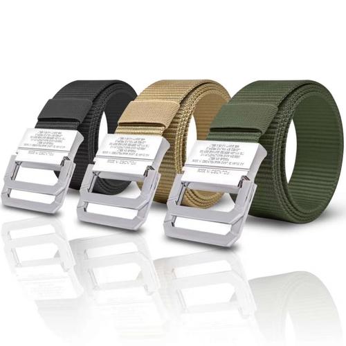 Foto Produk IKAT PINGGANG KANVAS PRIA WANITA WHITE NIKEL DOUBLE METAL BUCKLE dari Market Walt