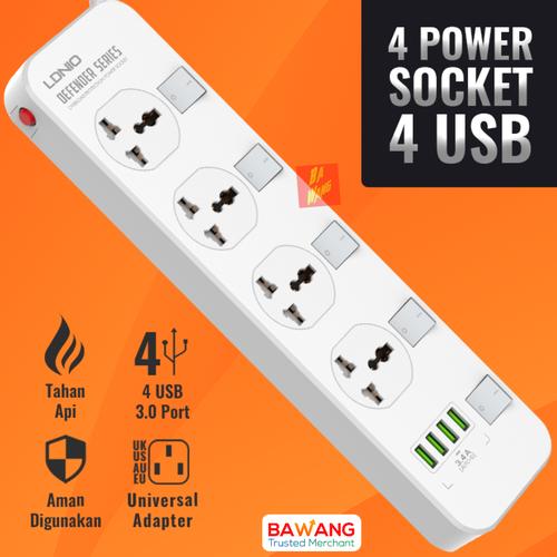 Foto Produk Universal 4 Lubang Power Socket Strip Colokan Stop Kontak USB Charger dari Ba-Wang