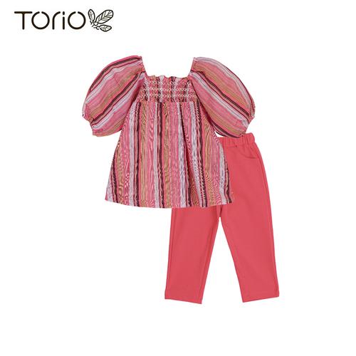 Foto Produk Torio Legging Set Pink Stripe - Baju Setelan Anak Perempuan - 1-2 tahun dari Torio