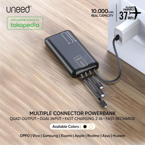 Foto Produk UNEED Powerbank 10000mAh Built in Cable Fast Charging 2.1A - UPB231 - Hitam dari Uneed Indonesia