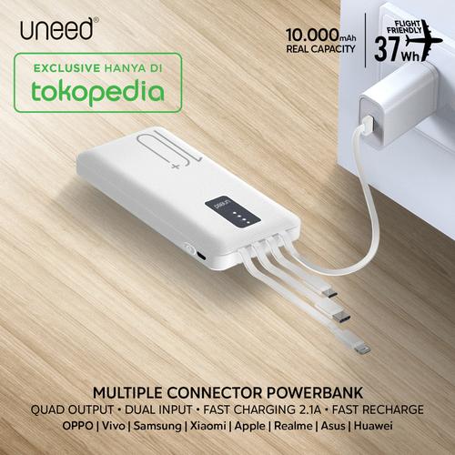 Foto Produk UNEED Powerbank 10000mAh Built in Cable Fast Charging 2.1A - UPB231 - Putih dari Uneed Indonesia