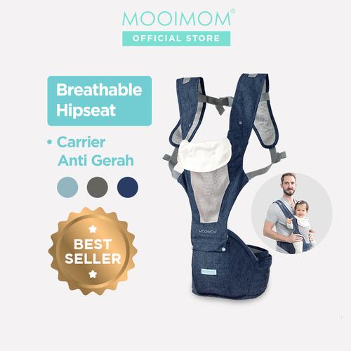 Foto Produk MOOIMOM Breathable Hipseat Carrier Gendongan Bayi - Navy Blue dari MOOIMOM Official