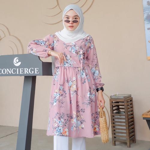 Foto Produk Daisy Hanbok Floral Tunic / tunik - Royal Blue, S-M dari sheenofficial