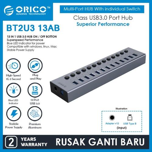Foto Produk ORICO BT2U3-13AB 13 port USB Hub With Individual Switches dari manekistore