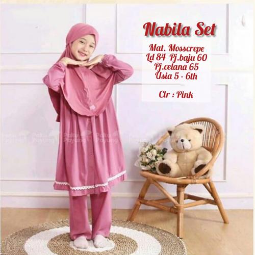 Foto Produk Setelan Anak 5-6 tahun Baju Muslim Anak Baju Setelan NABILA SET KIDS - pink dari TOF Bandung
