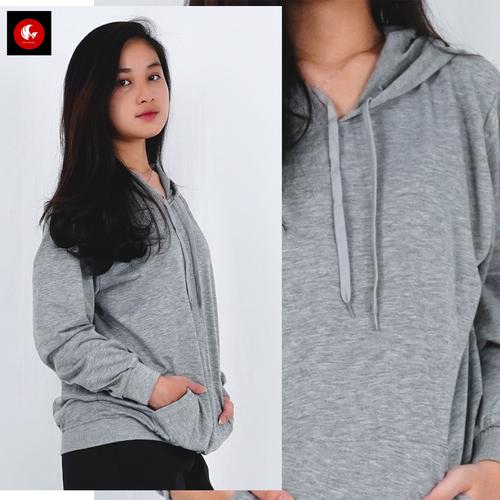 Foto Produk Sweater Topi Polos Basic Wanita Baby Terry Abu muda Okechuku - L dari Okechuku