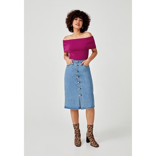 Taria Off Shoulder Knit Top - Berry - S 