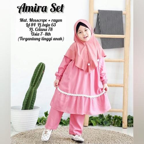Gambar Setelan Anak Baju Anak Perempuan 7-8 Tahun Baju Muslim AMIRA SET KIDS - pink dari TOF Bandung Kota Bandung Tokopedia