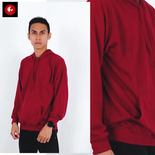 Foto Produk Sweater Topi polos basic Pria baby terry Maroon Okechuku - S dari Okechuku