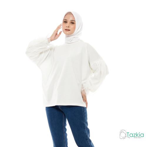 Foto Produk Atasan Muslim Wanita | Kimi Blouse Broken White| Oversized Babyterry - Broken White dari Tazkia Hijab Store