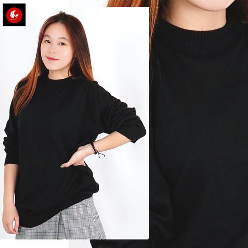 Foto Produk ONIE - Sweater Rajut Wanita Leher V Knit Sweater V Neck Fashion Wanita - Hitam dari Okechuku