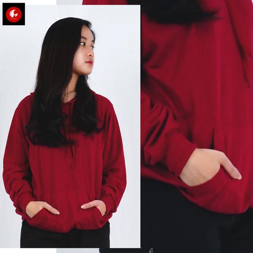 Foto Produk Sweater Topi Polos Basic Wanita Baby Terry Maroon Okechuku - Maroon, L dari Okechuku