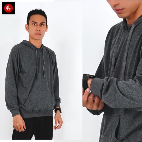 Foto Produk Sweater Topi polos basic Pria baby terry Abu tua Okechuku - L dari Okechuku