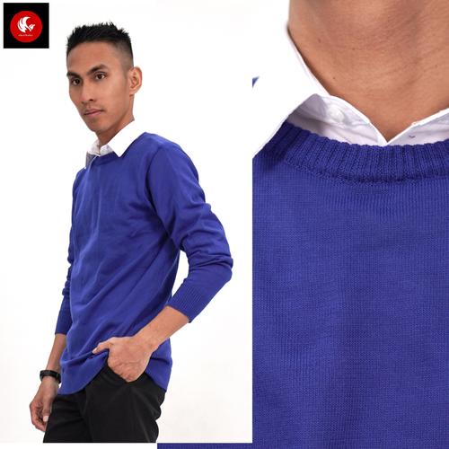 Foto Produk OTNIEL - Okechuku Sweater Rajut O Neck Pria Knit Sweater Fashion Pria - Biru dari Okechuku