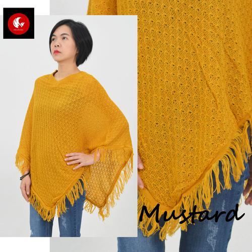 Foto Produk PONCO SALAK Okechuku Knit Outer Rajut Sweater Fashion Wanita Kekinian - Kuning dari Okechuku