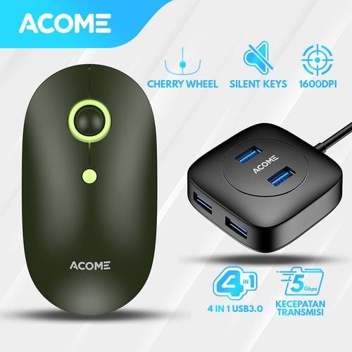 Foto Produk Acome Mouse Fashion Color Wireless Silent Click AM300 Free USB HUB - Bundling 1 dari Acome Indonesia