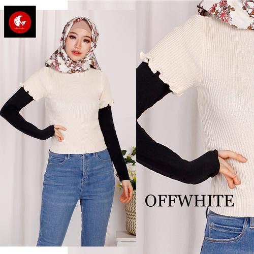 Foto Produk Okechuku ELLEN Outer Knit Sweater Rajut Lengan Pendek Fashion Korea - Putih dari Okechuku