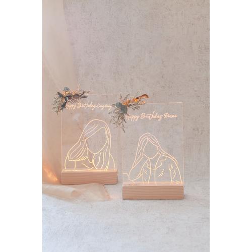 Foto Produk Acrylic Wood Frame | Frame foto | Dried flowers | Ilustrasi | Kado dari LaLuna Flower