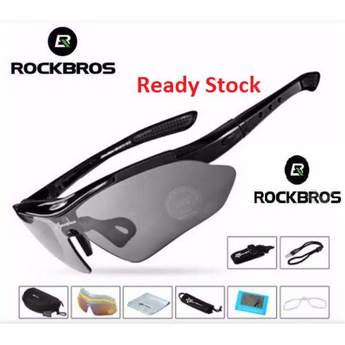 Foto Produk Rockbros Kacamata Sepeda Polarized dengan 5 Lensa Myopia Original 0089 - Merah dari Alat Ukur Dan Repeater