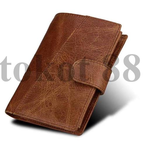 Foto Produk Dompet Kartu Retro Pria kulit Asli CrazyHorse Leather wallet RFID - Cokelat dari tokot 88