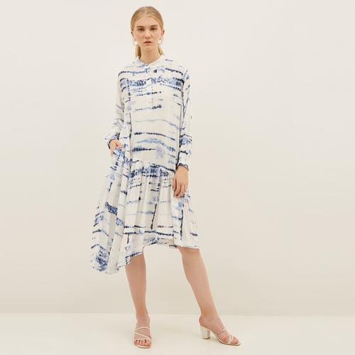 Foto Produk NONA Summer Dress Tie Dye Long Sleeve White Blue dari nona_ind