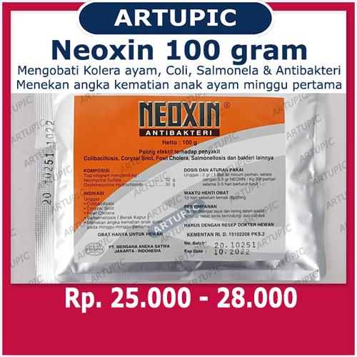 Foto Produk Neoxin 100 gram Kolera Coli Salmonela Antibakteri Pencernaan Ayam dari ArtupicPeralatanPeternak