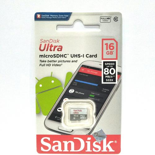 Foto Produk SANDISK ULTRA MICROSD 16GB 80MB/S MICROSDHC UHS-I MICRO SD CLASS 10 dari VENUSSHOP