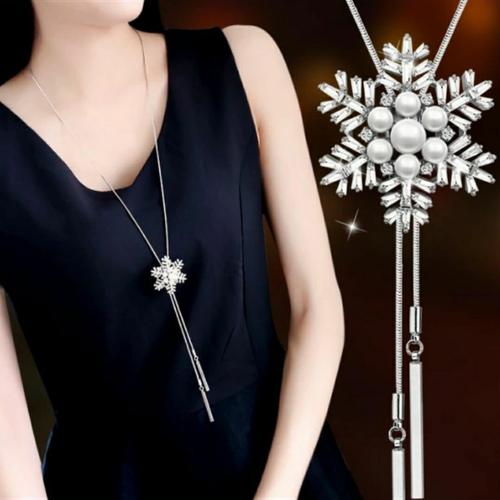 Jual Pearl Snowflake Long Chain Pendant 